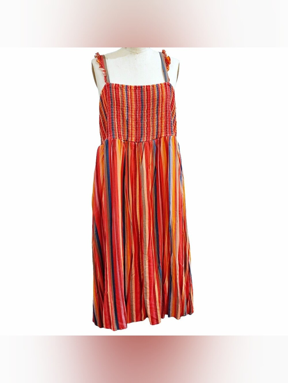 Torrid Multicolor Striped Challis Smocked Midi Dress – Size 3